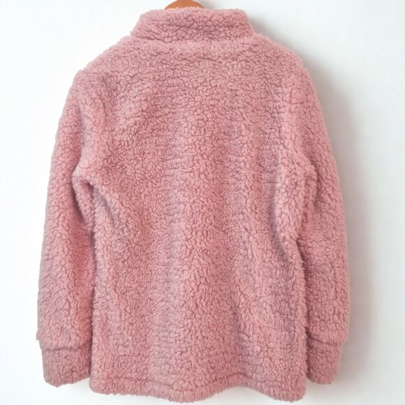 Weatherproof Vintage Women Size S Plush Pink Sweater Faux Fur Turtleneck 1/4 Zip - Picture 2 of 15